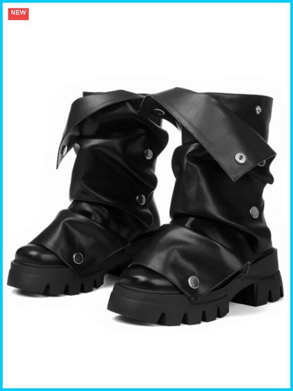 Womens Slouchy Platform Mid-Calf Boots Synthetic Leather Combat